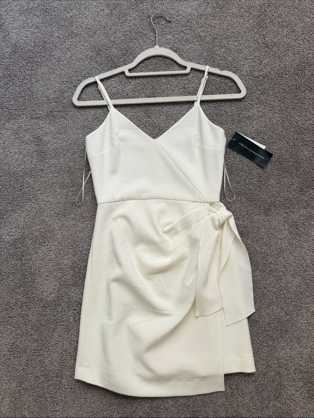 French Connection White Wrap-Style Spaghetti Strap Mini Dress